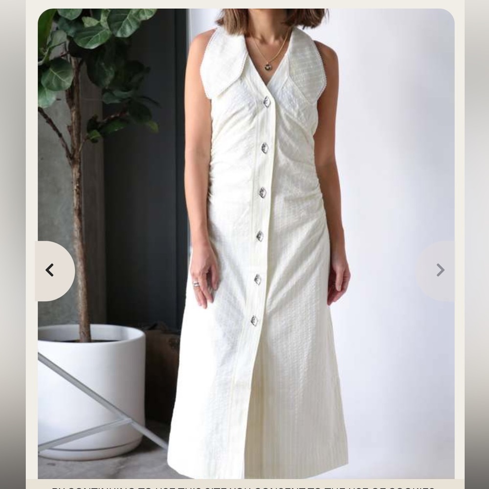 GANNI V-neck Sleeveless Midi Dress
